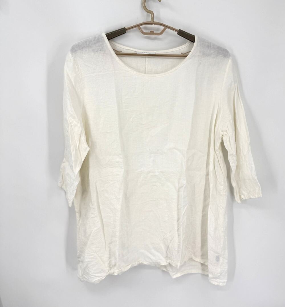 Bryn Walker 100% Linen Tunic Top Boxy Oversize 3/4 Sleeves White Size Large